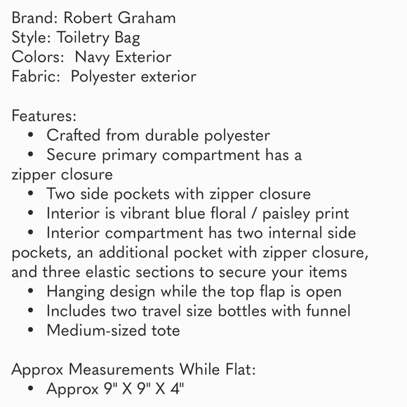 New Robert Graham Armageddon Max Hanging Toiletry Bag Navy Blue - Picture 16 of 16